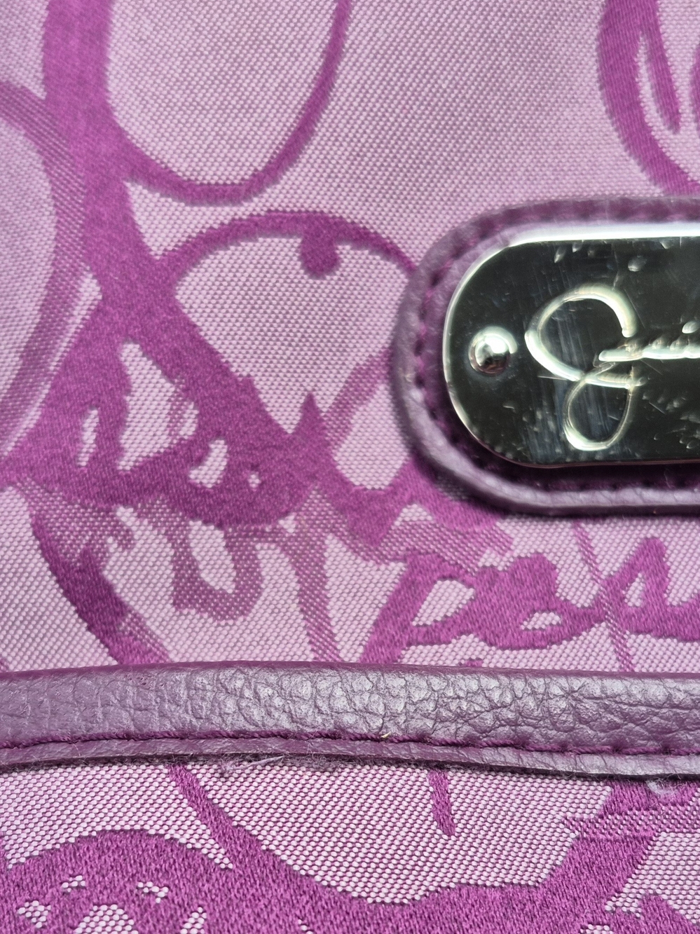 Jessica Simpson Purple Signature Print Shoulder Bag